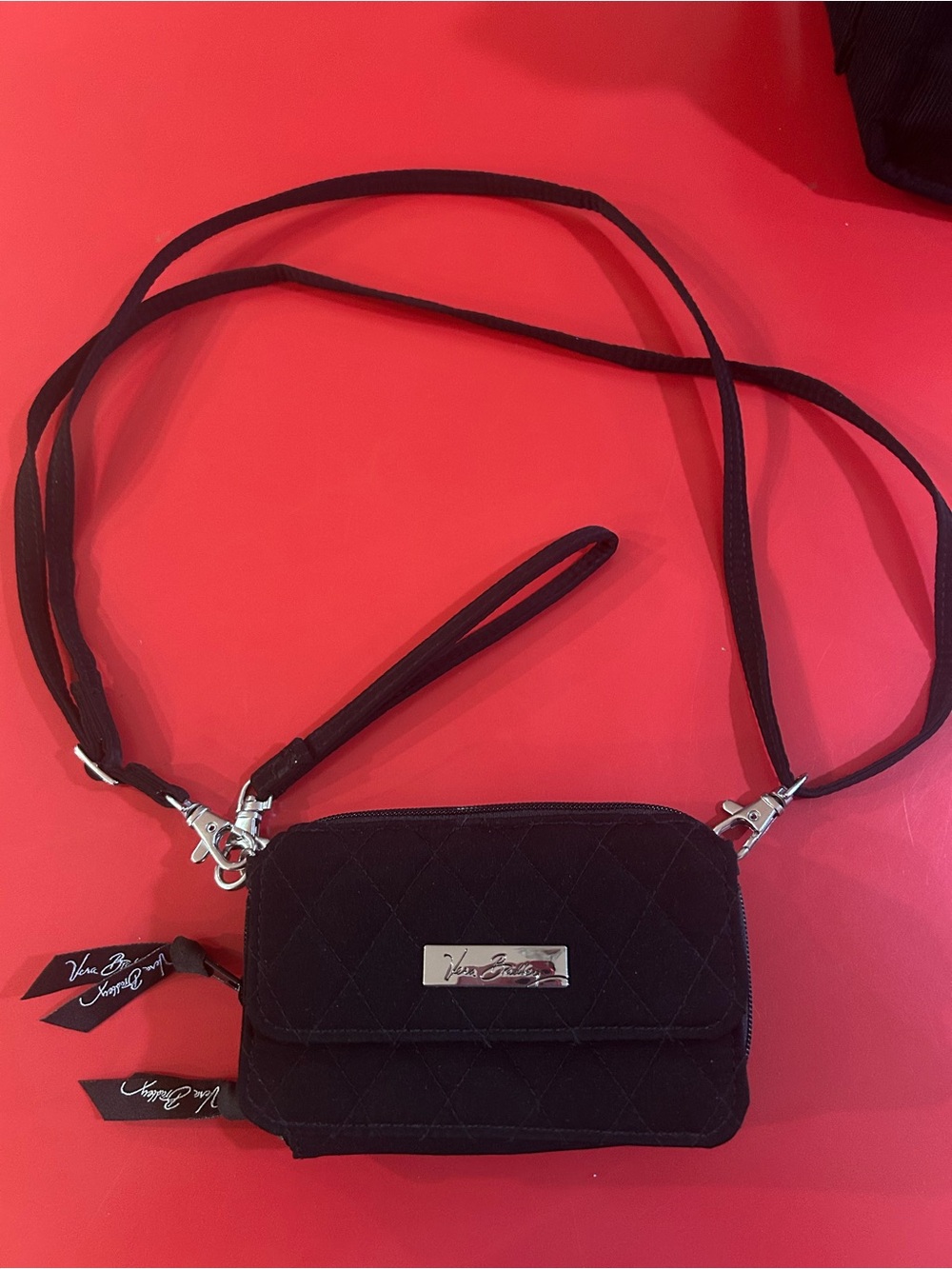 Vera Bradley Black Quilted Crossbody Wallet Purse